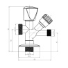 Rohový ventil pre pračku a WC 1/2"x3/8"x3/4"