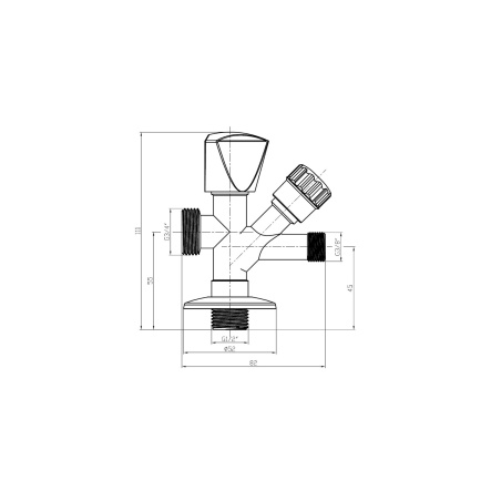 SAMTEK rohový ventil pre pračku a WC 1/2"x3/8"x3/4"